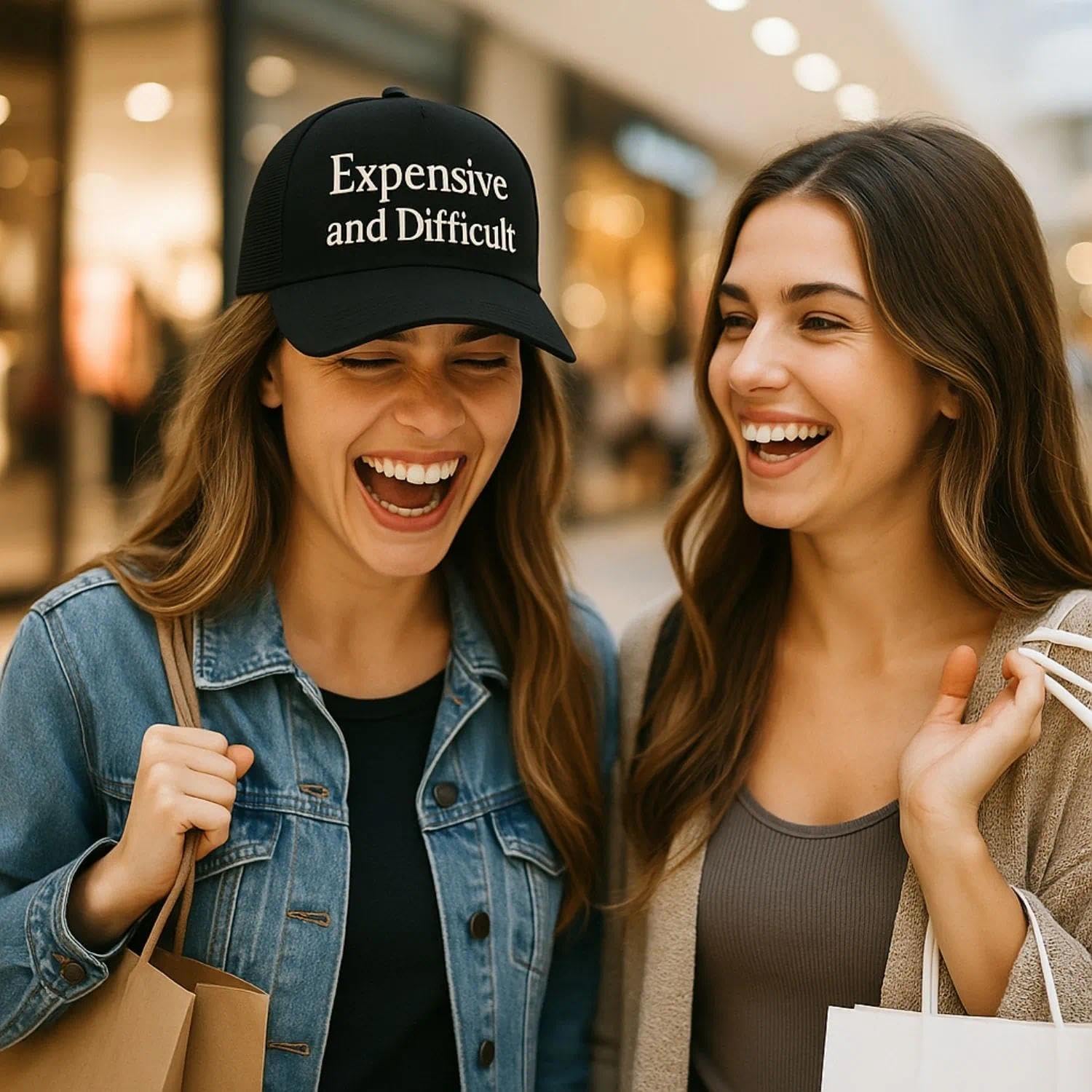 Expensive and Difficult Trucker Hat – Funny Women’s Baseball Cap with 3D Embroidery – Adjustable Vintage Style Hat - Image 7