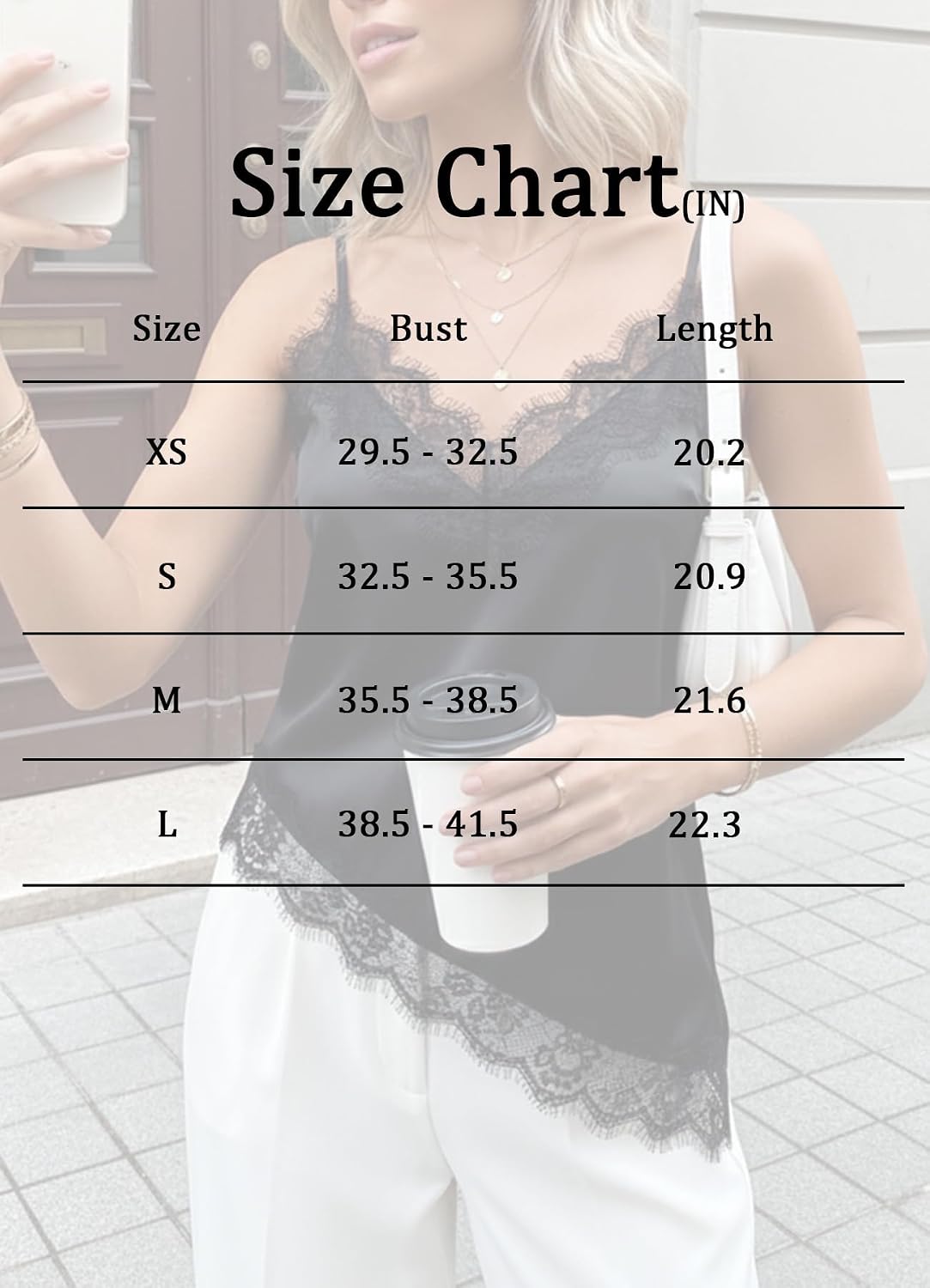 HAWILAND Women Satin Lace Asymmetrical Camisole Tops Silk Lace Trim Spaghetti Strap V Neck Cami Tank Top Going Out