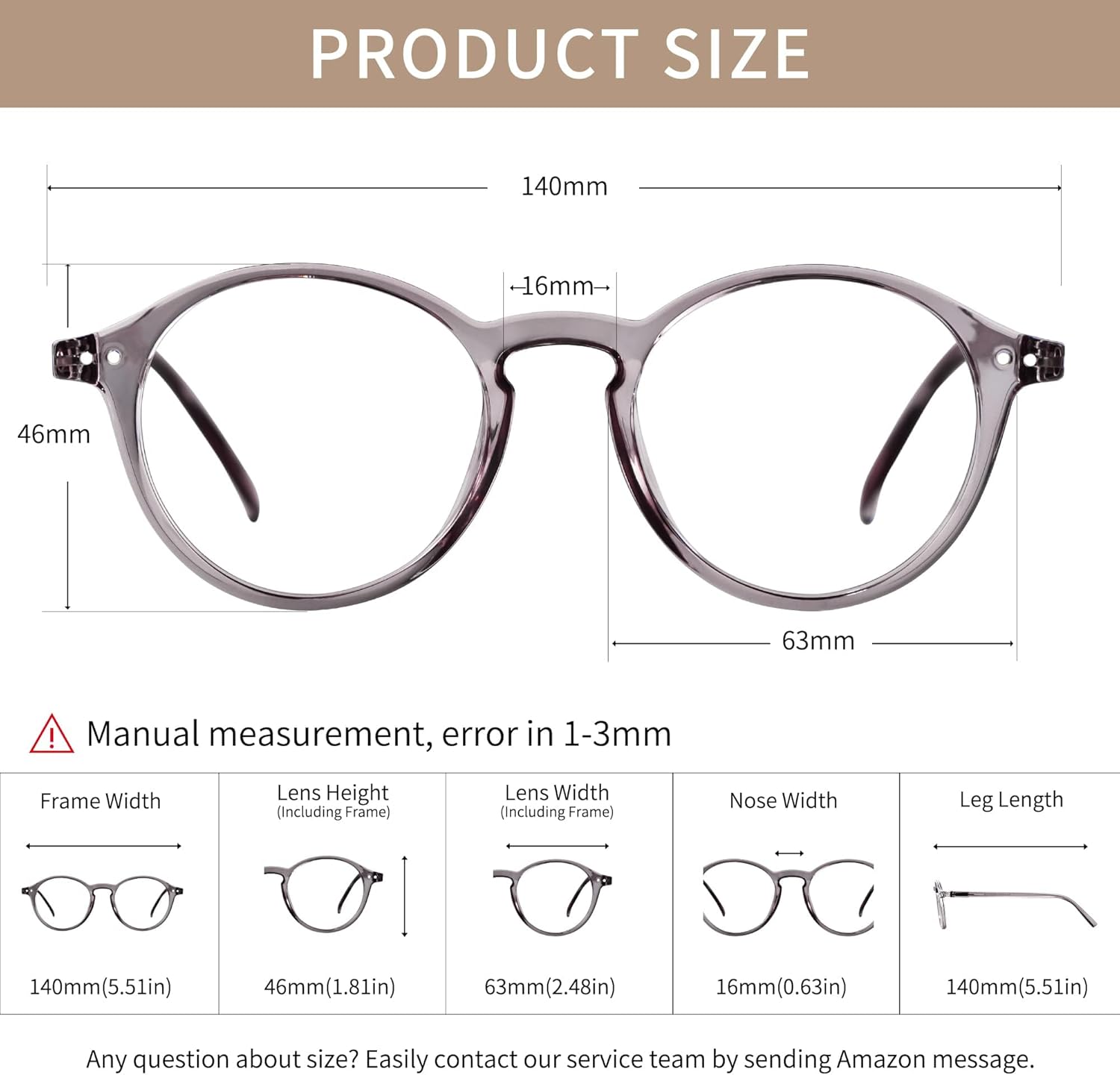 Blue Light Blocking Glasses Round Retro Computer Gaming Glasses Women Men UV Protection AB3303 (Grey) Grey Clear image 2 of 7 B0BS3M96YG