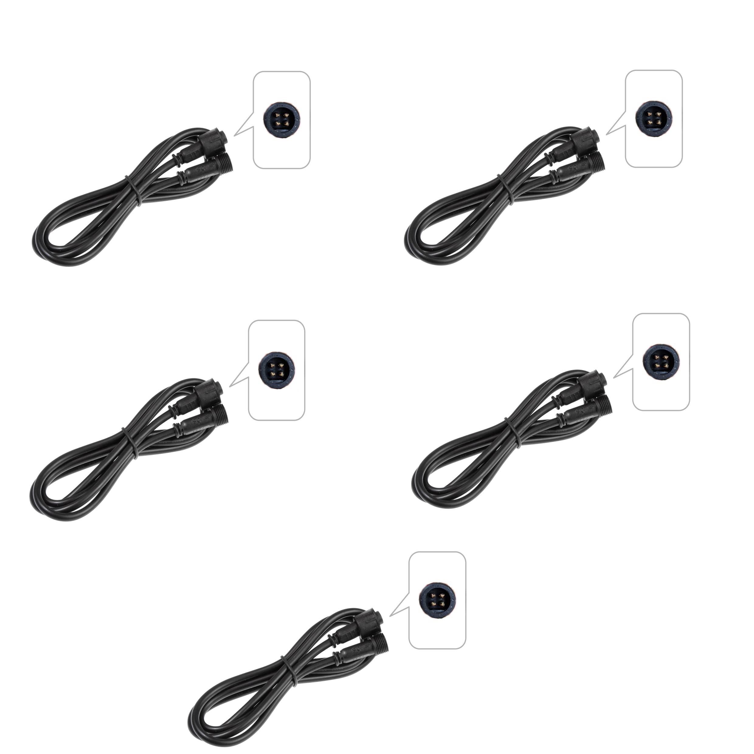 CISALN 5 Pieces Extension Light for LED Decking Lights (4pin for RGB decking Light, 1 Meter)