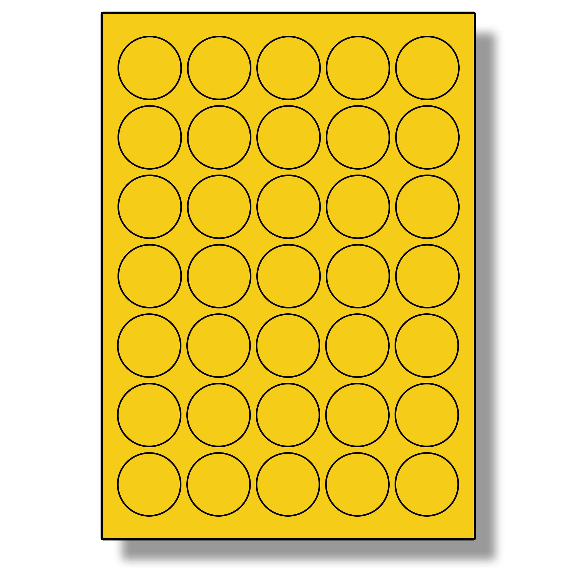 Label Planet® 35 Per Sheet, 50 Sheets (1750 Round Yellow Labels). Round Coloured Paper Labels, 37mm Diameter, LP35/37R C. — image 1