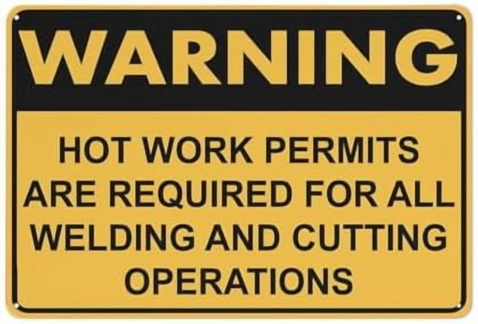 (2-Pack) Warning Metal Tin Sign Hot Works Permits Required Sign 12X8 Inch Sign Great For Garden And Yard Wall Decor