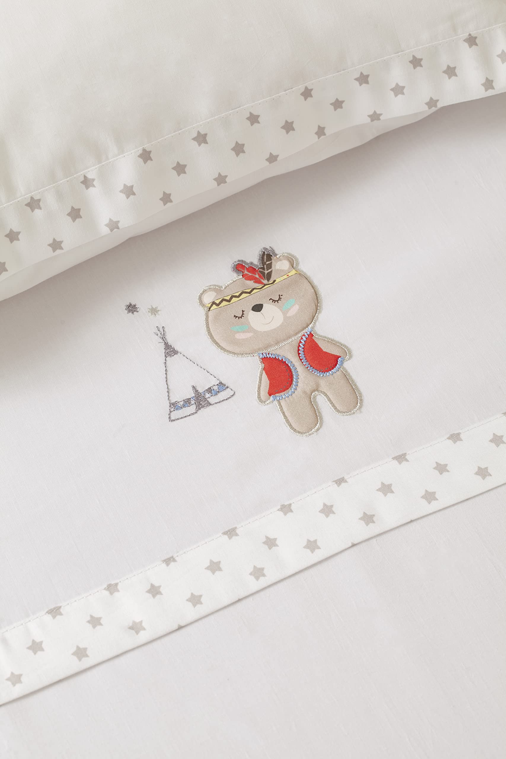 Interbaby 03197-18 - Sábanas cuna TIPI OSO blanco y gris, unisex