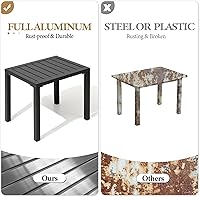 Vista 6 de Crestlive Products Mesa auxiliar para exteriores, mesa auxiliar rectangular de aluminio, mesa de café para patio pequeño para interiores y Negro