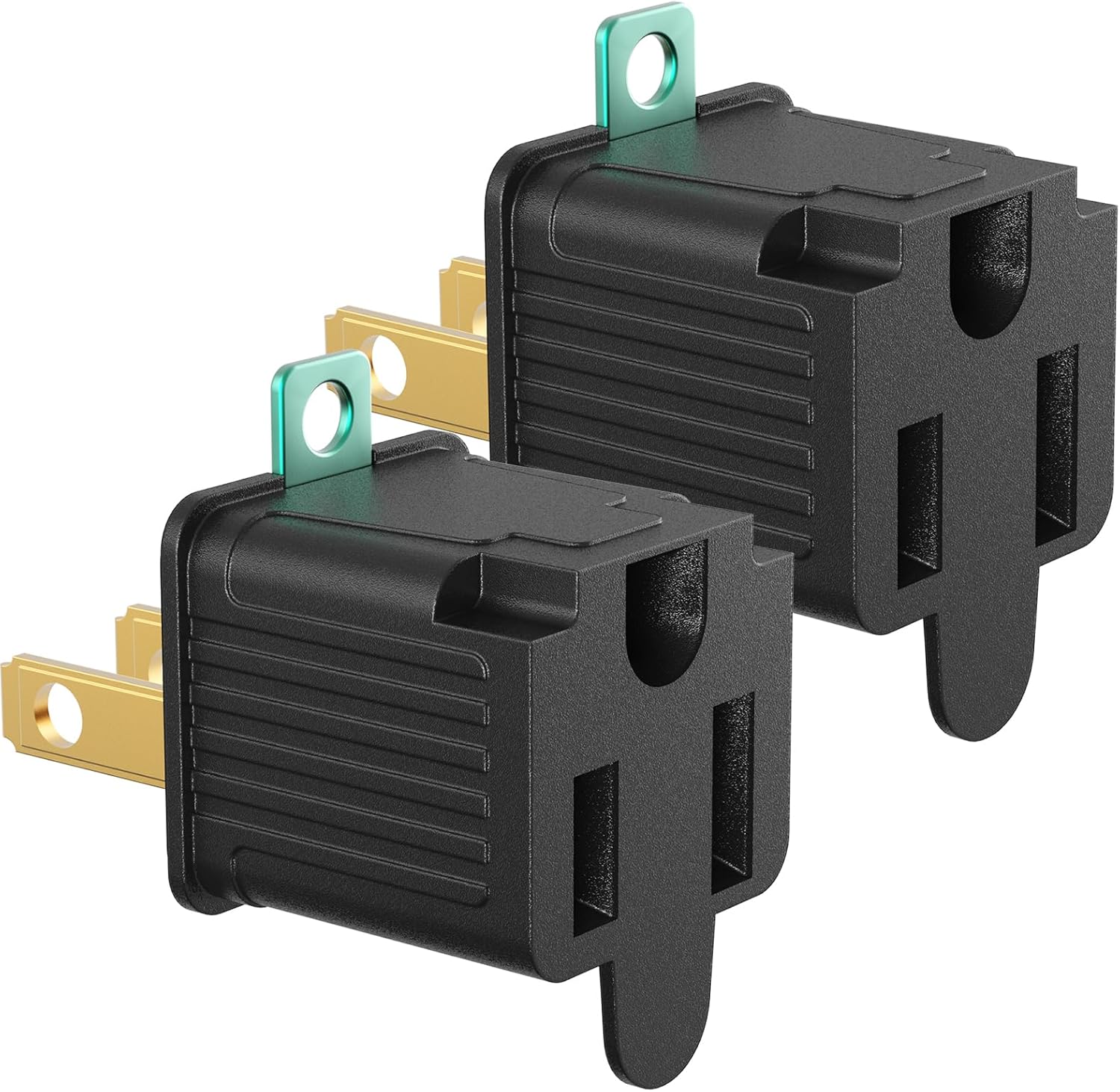PLUGTUL 2 Prong to 3 Prong Outlet Adapter, Polarized Grounded Outlet Converter, Wall Outlet Plug for Household, Workshops, ETL Listed, 6-Pack, Black