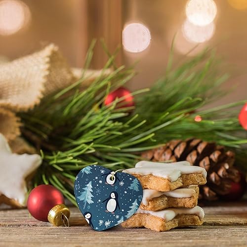 Miniatura 3 de Adorno de cerámica de pingüino para árbol de Navidad, adornos de árbol de Navidad de pingüino, decoración de árbol de Navidad para familiares y