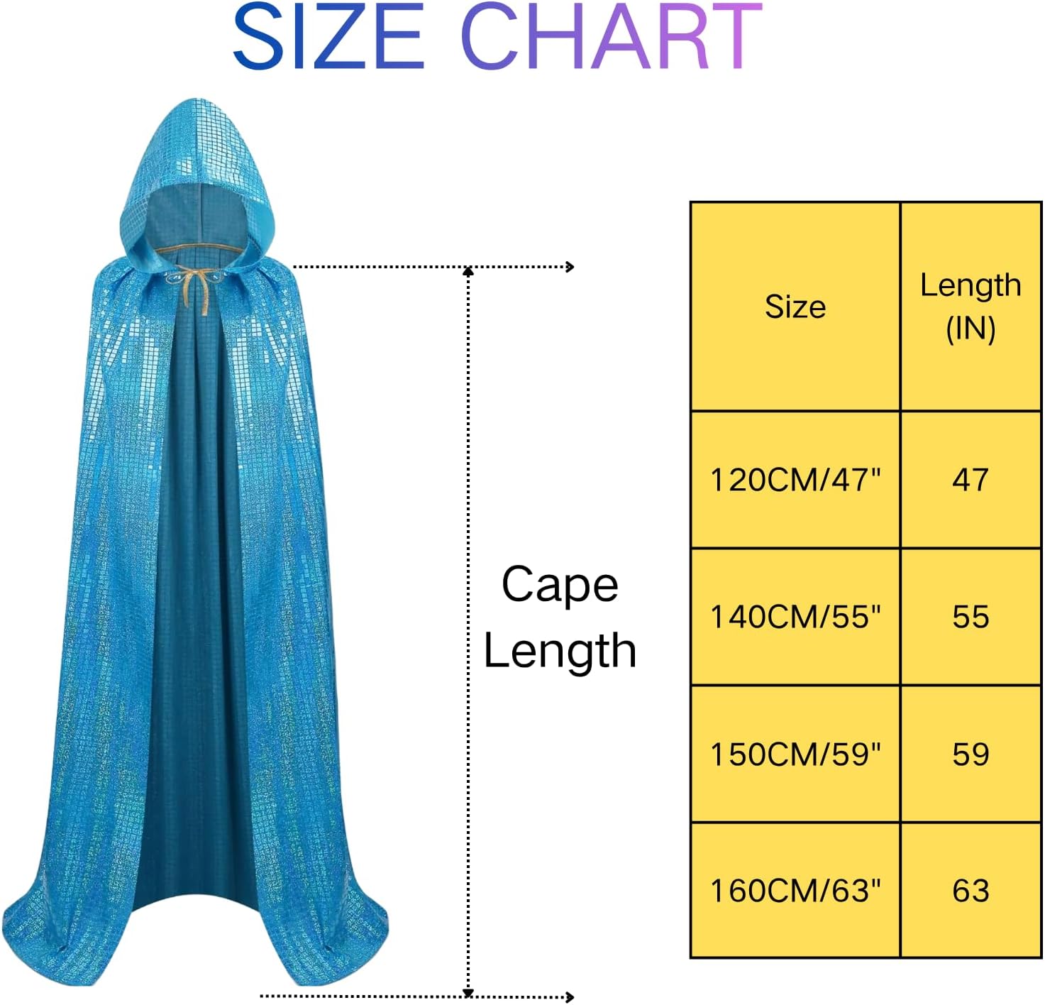 yolsun Shiny Hooded Cloak Adult Full Length Laser Robe Cape for Women Men Mardi Gras Halloween Fancy Cloak