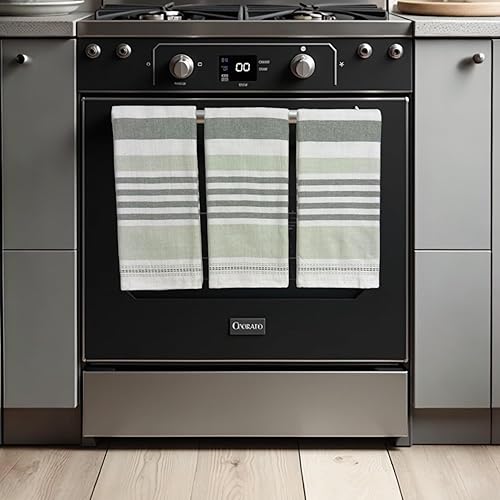 Miniatura 126 de Toallas de cocina verde salvia: 100% algodón paño de limpieza suave secado absorbente textura Terry Loop, juego de 3 multiusos para uso diario Negro