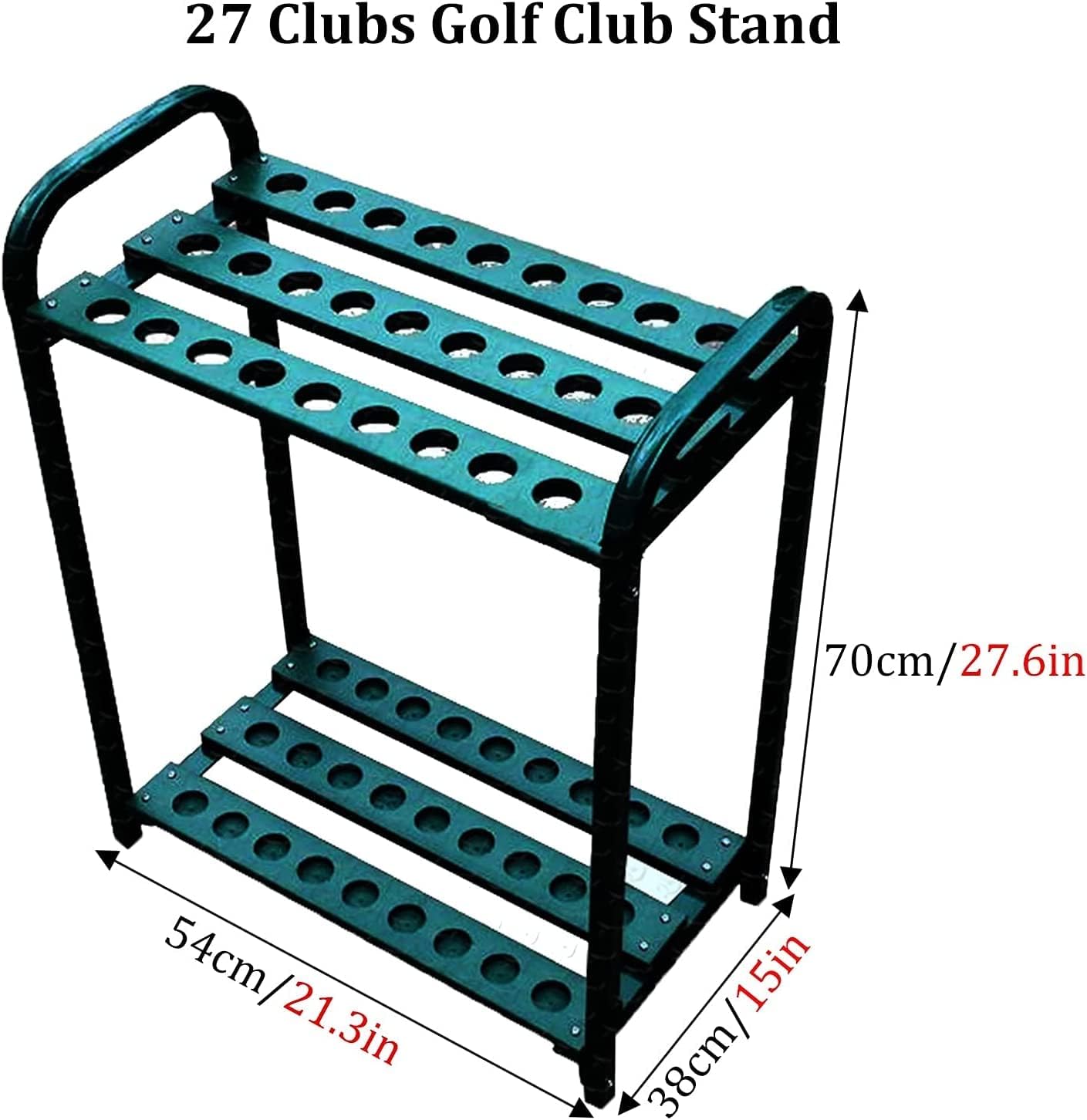 Golf Club Organizers Display Stand Rack 27 Putter Holder, Durable Metal Golf Clubs Shelf Organizer Storage Equipment, Green