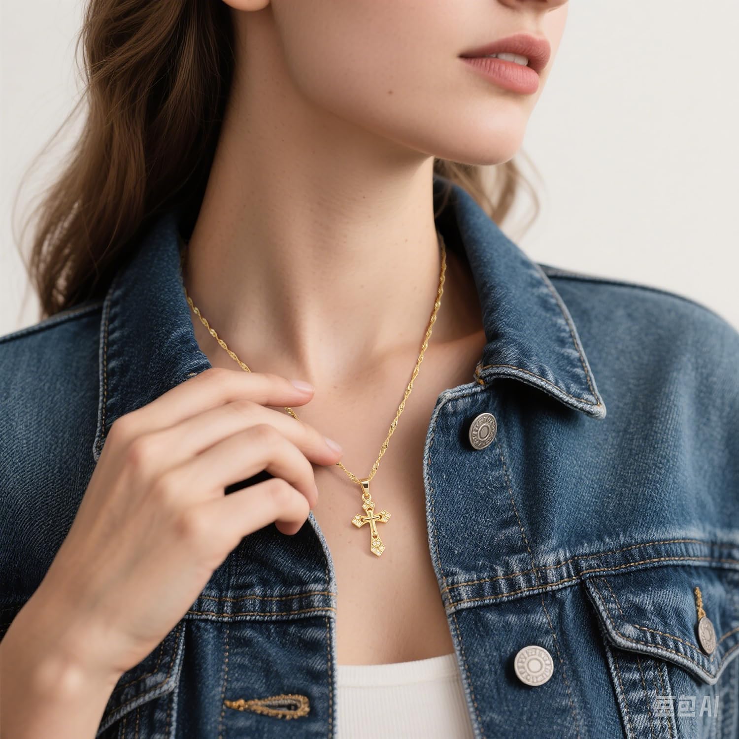 Gold Cross Necklace 14K Gold Cross Necklace for Women Crosses Pendant Necklaces for Women Double-Layered Design with Zirconia Crosses Chain for Womens 43+5cm - Image 8