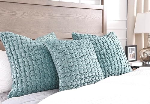 Vista 4 de Juego de 2 fundas de almohada bohemias de 18 x 18 pulgadas, fundas de almohada decorativas de estilo rural de terciopelo, fundas de cojín cuadradas