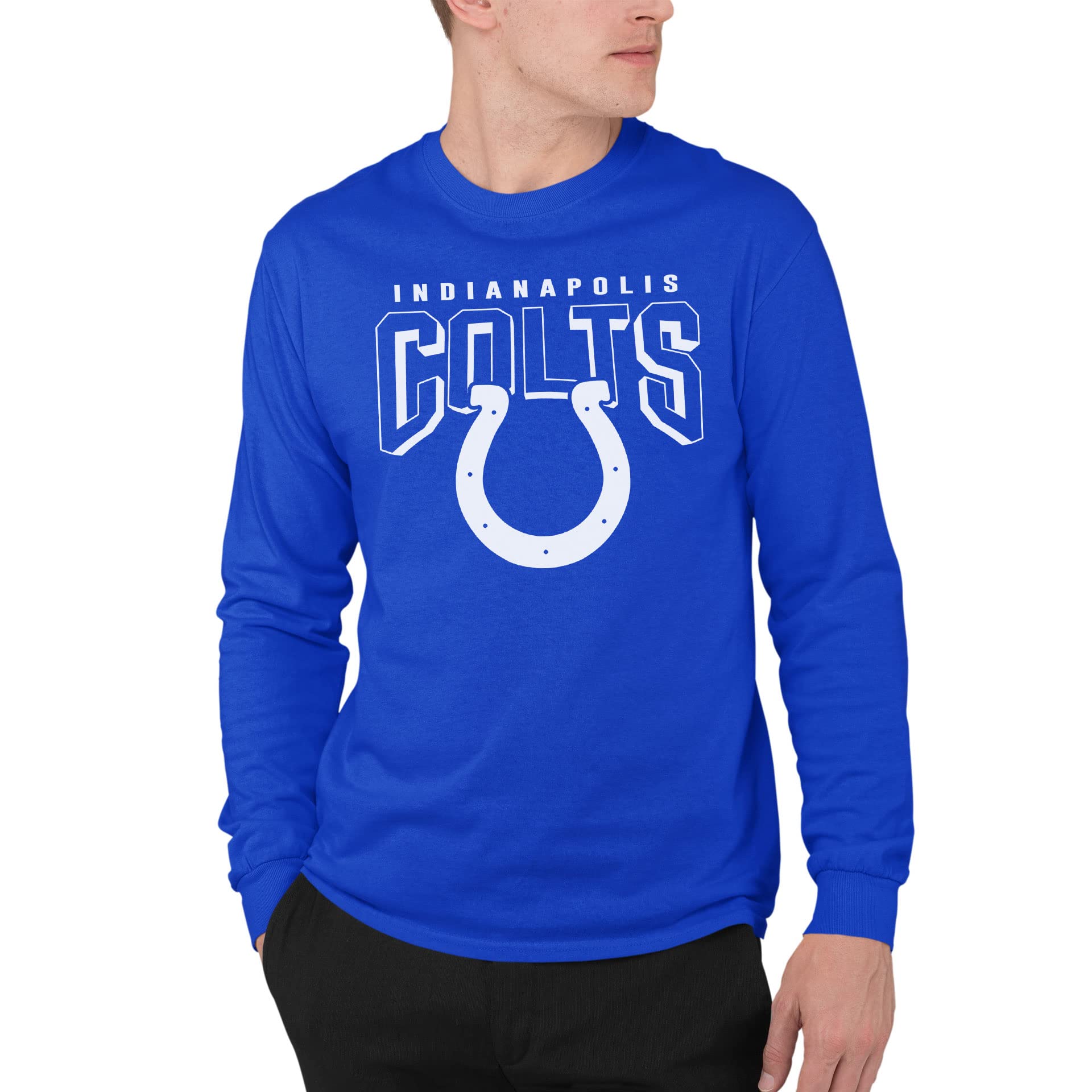 Junk Food Clothing x NFL - Indianapolis Colts - Bold Logo - Men's and Women's Long Sleeve Fan Shirt - Size Medium