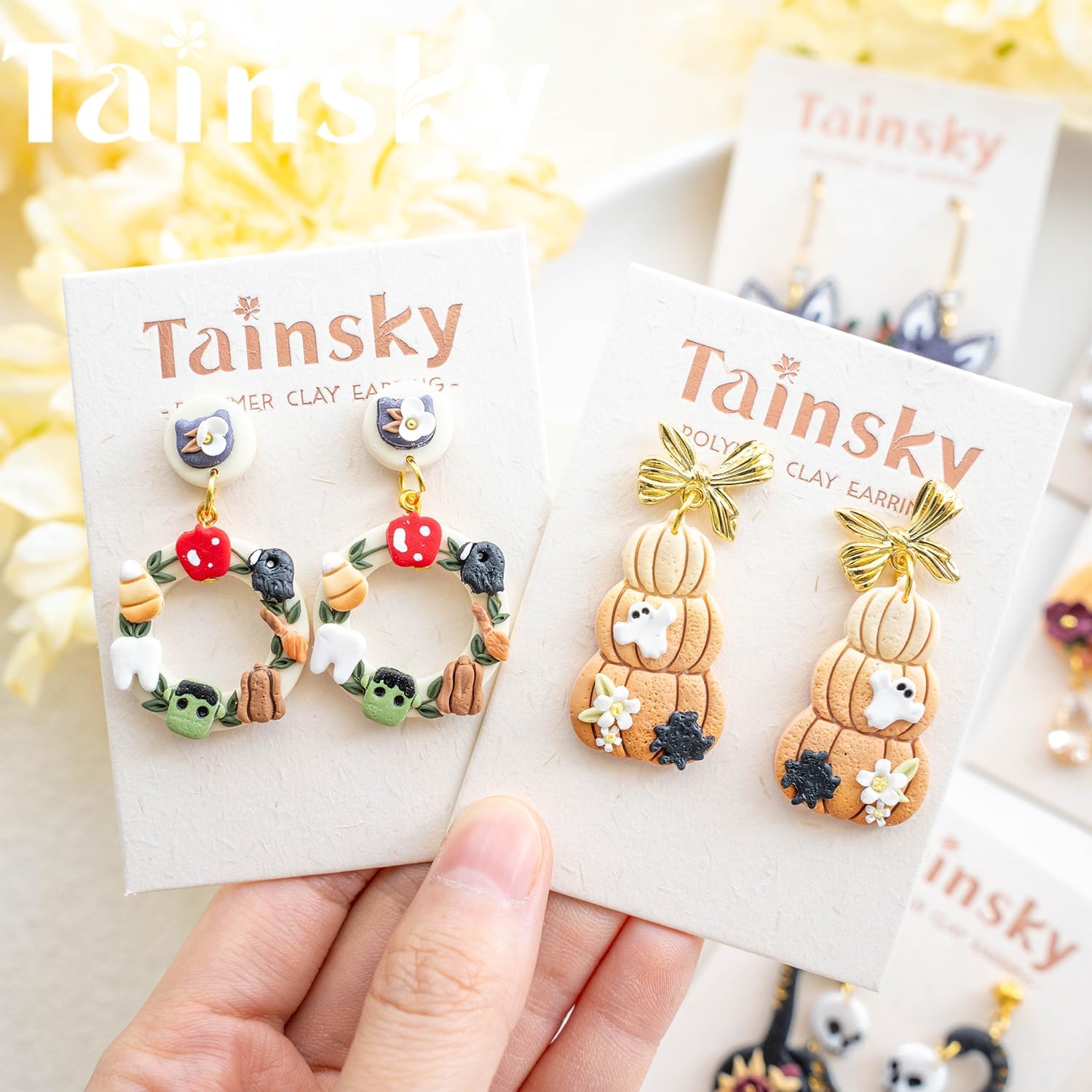 TAINSKY Micro Halloween Polymer Clay Cutters for Earrings Making, 8 Shapes for Fall Jewelry Mini Clay Cutters (A)
