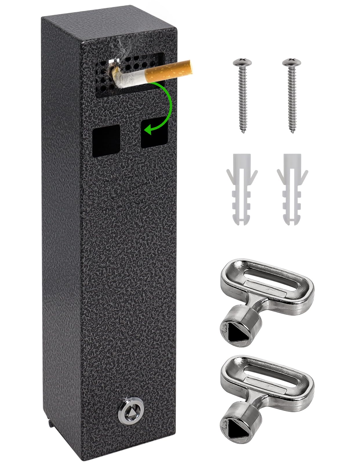 Podoy Upgraded Wall Mounted Ashtray Receptacle Outdoor, Square Cigarette Butt Can Bin Container for Outside, Garden, Office, Restaurants, Bars