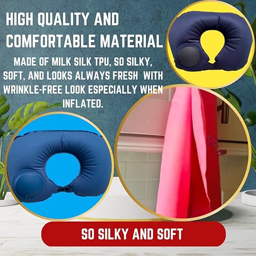 Miniatura 6 de Almohadas inflables de viaje para aviones - Almohada para el cuello inflable - Bomba de prensa- Almohada de avión inflable -TPU de seda de leche