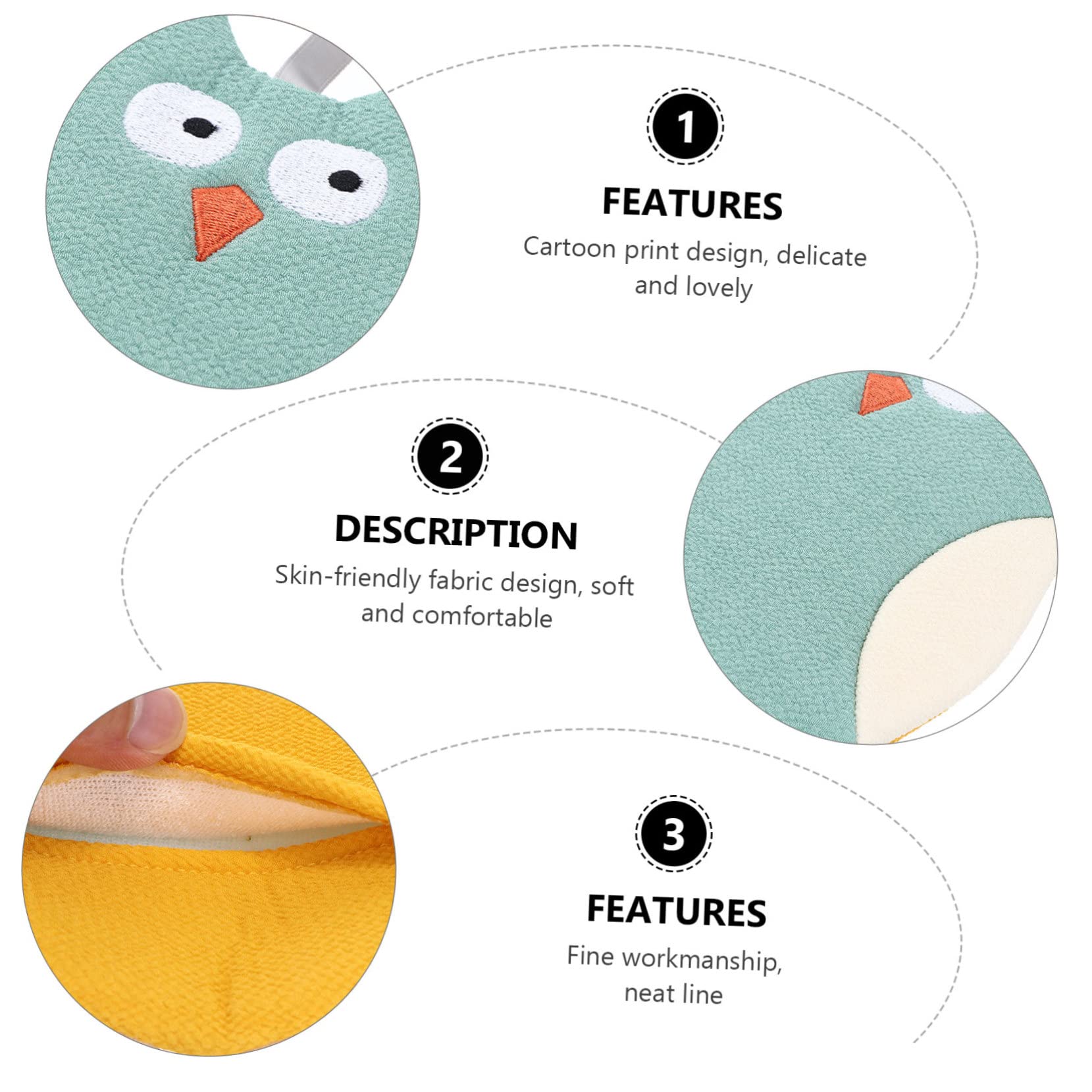 Healvian 10pièces De Bain Éponge Pour Garçon Fille Serviettes De Cartoon Owl Owl Douceur Et Confort Pour Bain Des Bébés