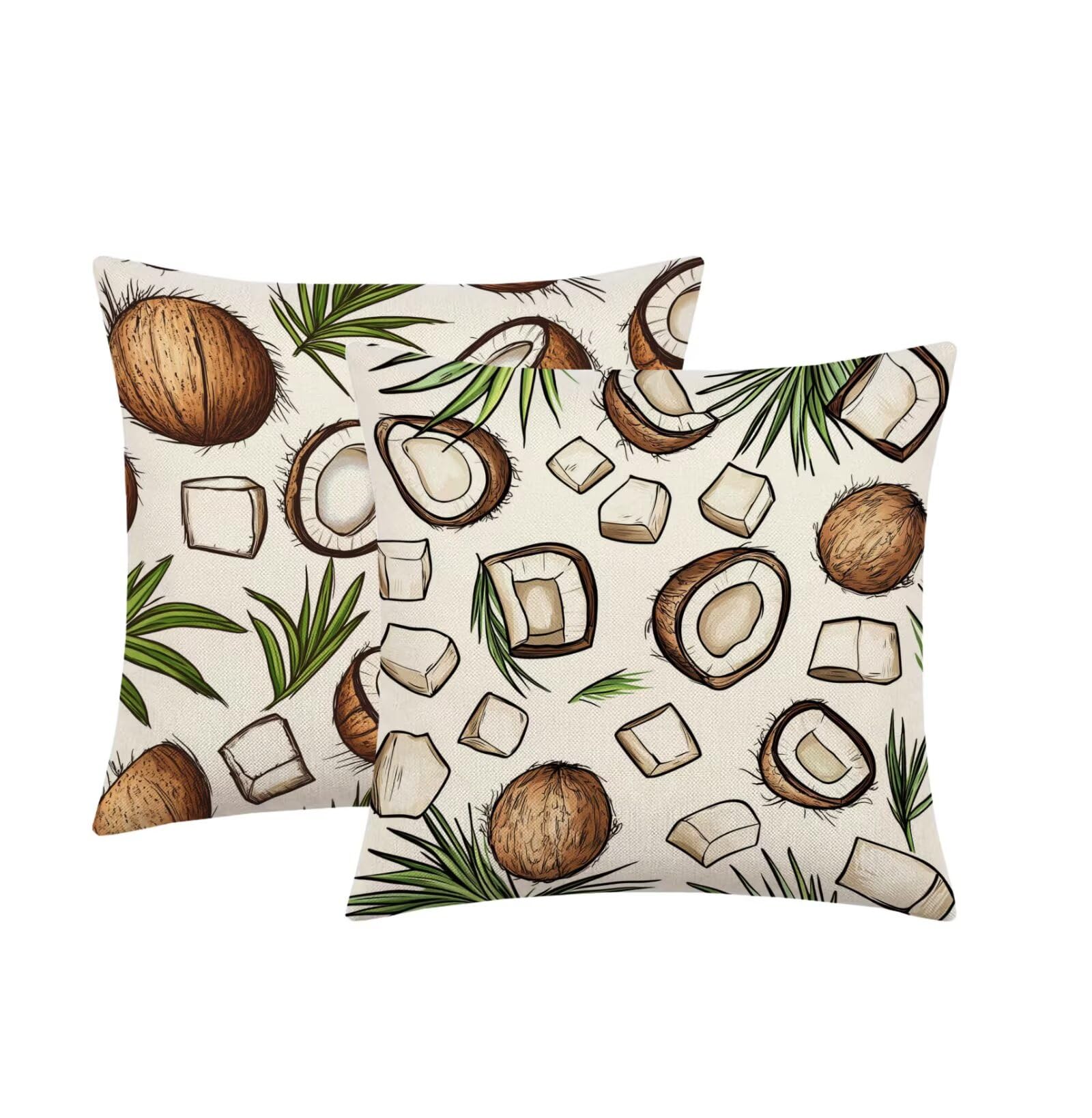 Kissenbezug 65x65cm Outdoor Kissen 2er Set Weiß Kokosnuss Samt Dekokissen