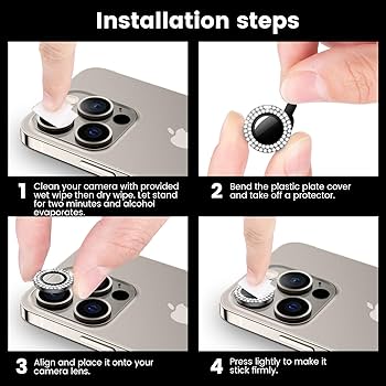 Tensea Camera Lens Protector For IPhone 15 Pro/Pro Max - 9H Tempered Glass With Metal Ring