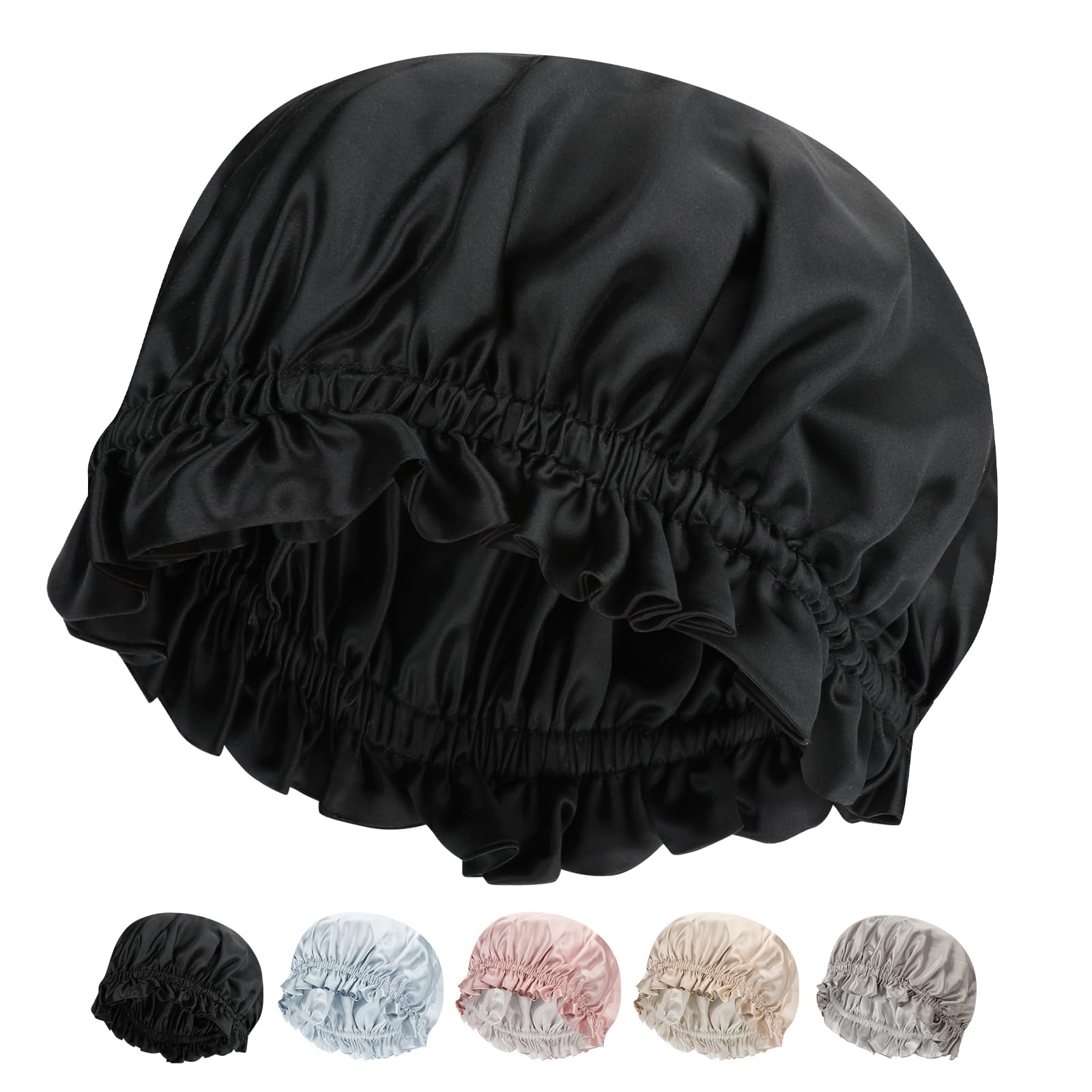 SILKTALE 100% Mulberry Silk Bonnet for Sleeping Sleep Cap for Women/Men,Double Layer 19 Momme Grade 6a Turban for Curly Hair Beige - Image 3