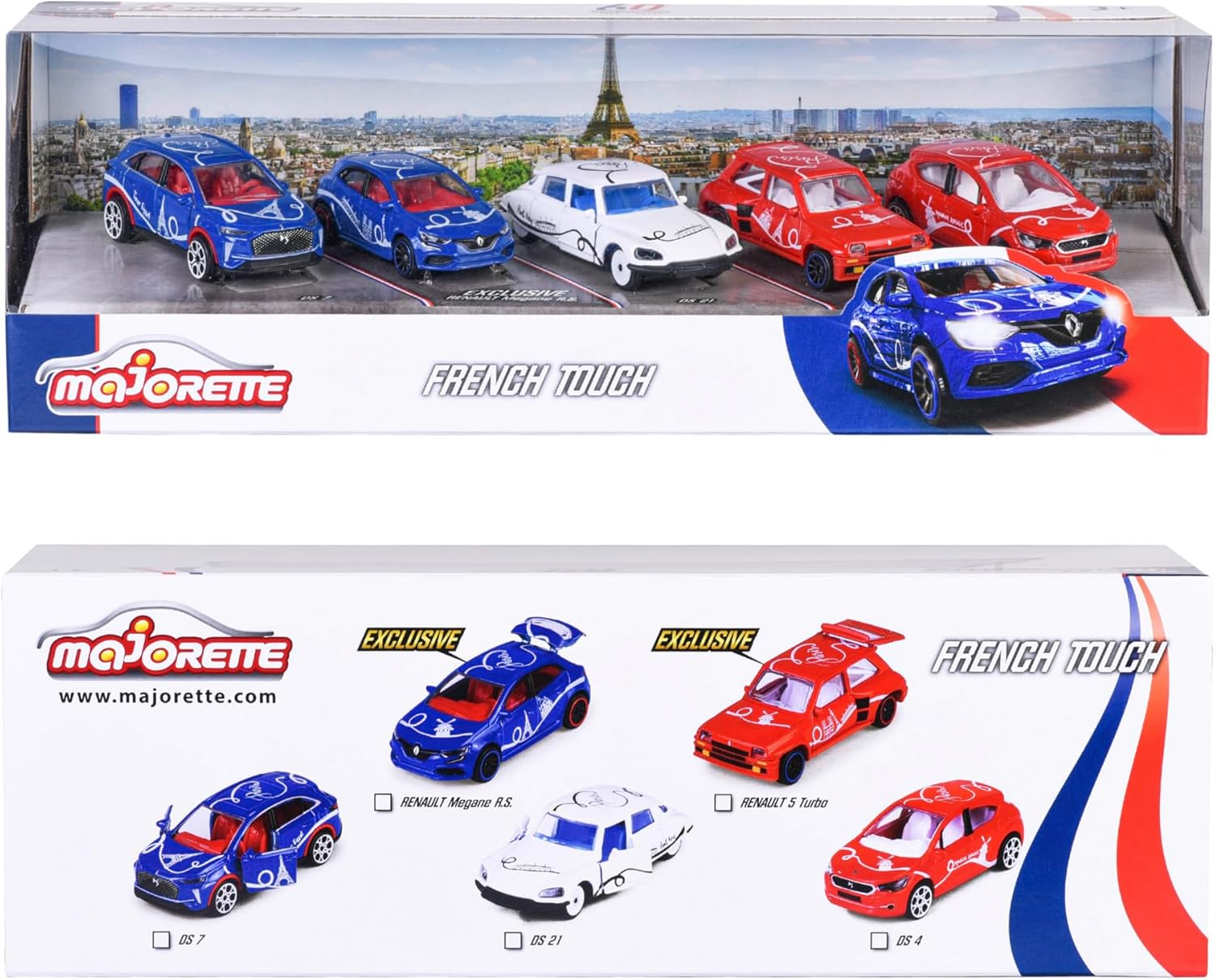 Majorette - French Touch Giftpack - Metal Miniature Cars - Set of 5 Vehicles Including 2 Exclusive Vehicles - 212055012