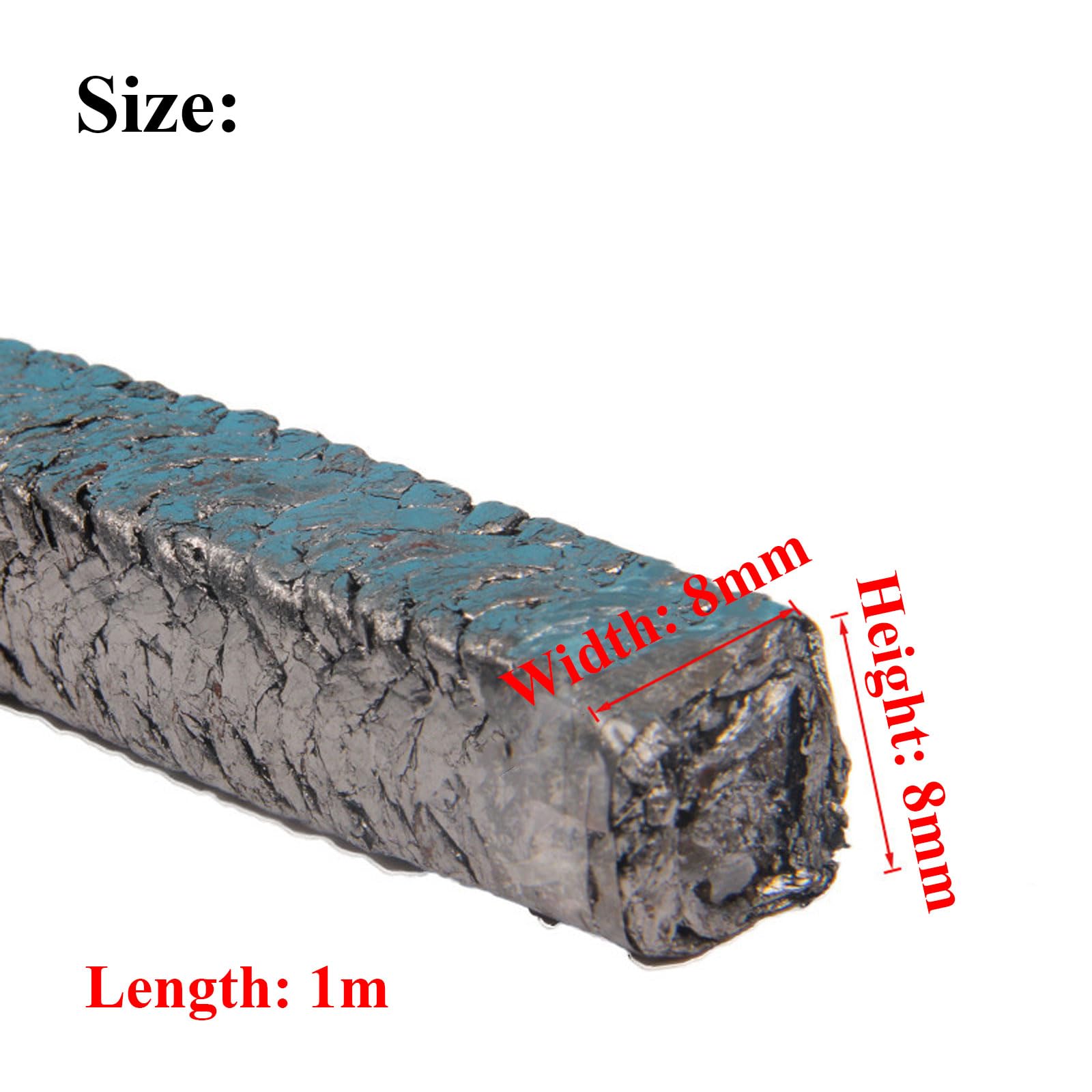 Wypełnienie sznurkiem grafitowym, Elastyczny, rozprężny, uszczelniający pakunek grafitowy 4-12 mm x 1 m(8mmx8mmx1m)