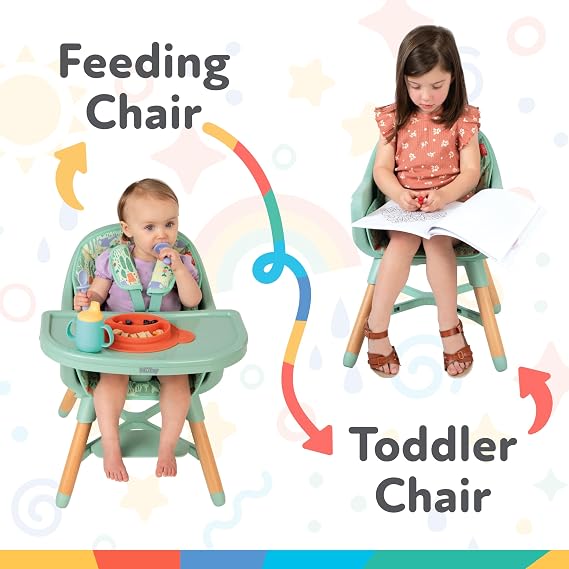 Nuby 4-in-1 Baby High Chair Seat with Removable Tray - 6+ Months to 3 Years - Adjustable Toddler Chair for Eating - Holds Up to 60 lbs - Geometric