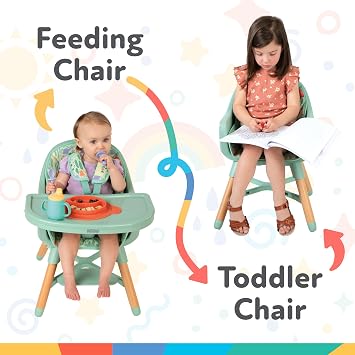 Nuby 4-in-1 Baby High Chair Seat with Removable Tray - 6+ Months to 3 Years - Adjustable Toddler Chair for Eating - Holds Up to 60 lbs - Geometric