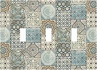 Vista 102 de Azulejo mediterráneo azul de 1 banda cubierta de toma de corriente Talavera mosaico mexicano marroquí mosaico dispositivo de palanca individual