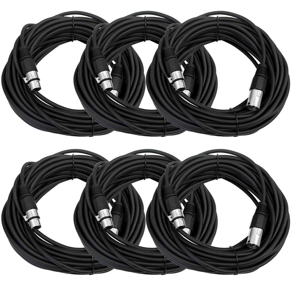 SEISMIC AUDIO SAXLX506 Pack of 50' Black XLR Male to XLR Female