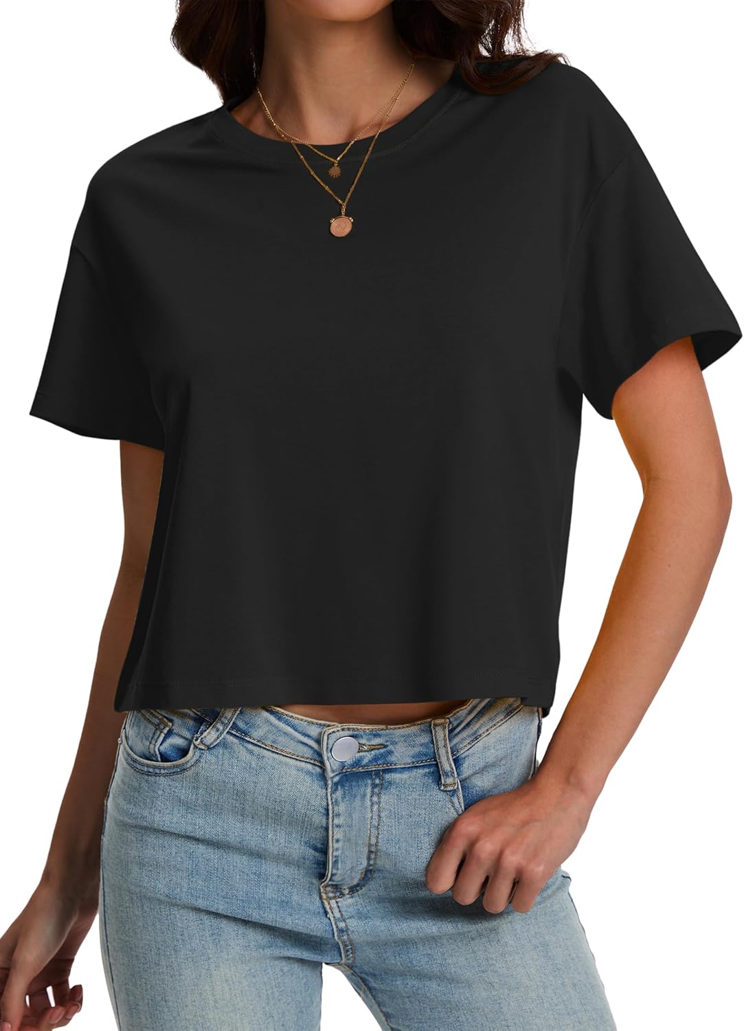 SMENG Women's Workout Crop Tops UPF50+ Cotton Soft Breathable Tshirt Loose Short Sleeve Yoga Athletic Shirt 2025