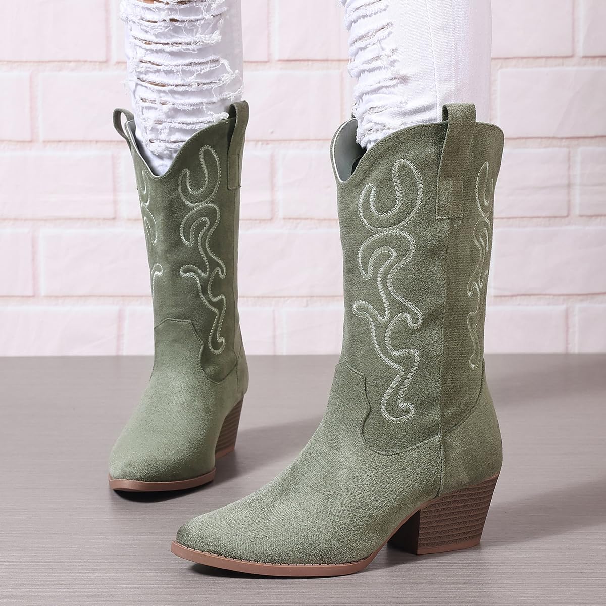 Bandkos Cowboy Boots for Women Cowgirl Mid Calf Western Embroidered... - Picture 49 of 70