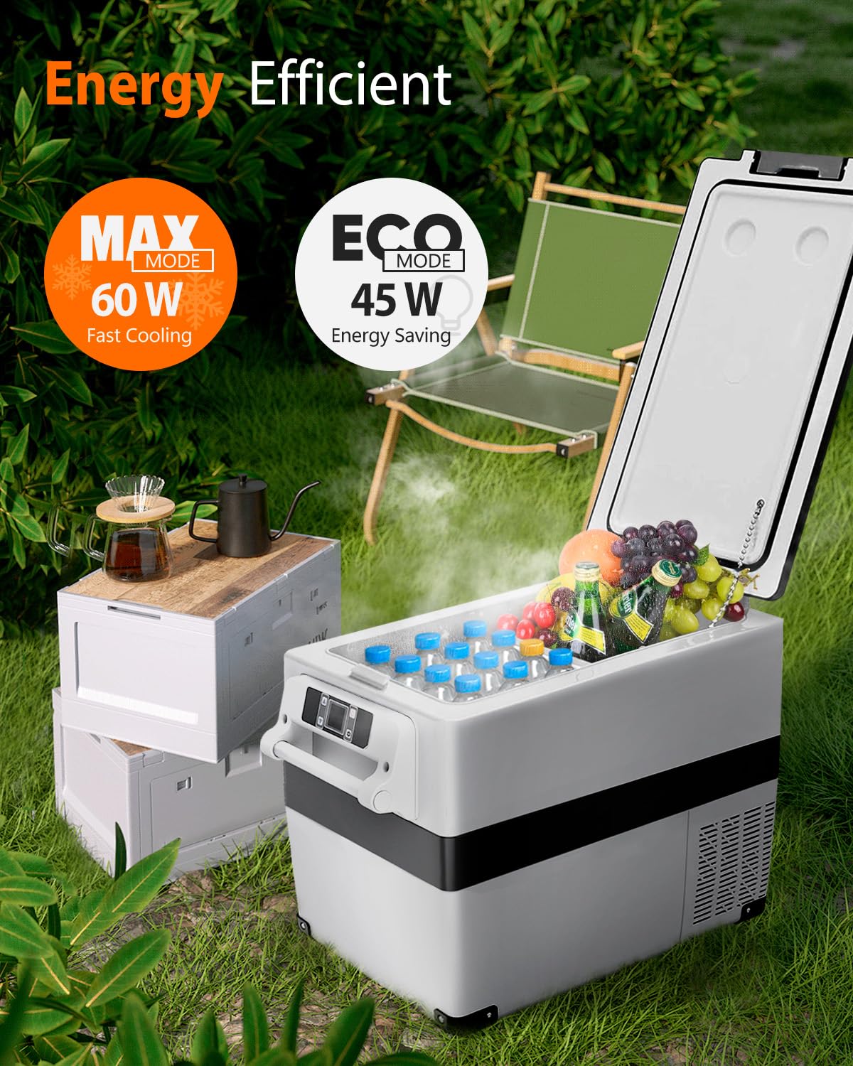 Car Fridge Portable 12V Refrigerator - 48 Quart 45L Electric Cooler with AC DC for Truck Van RV — view 7