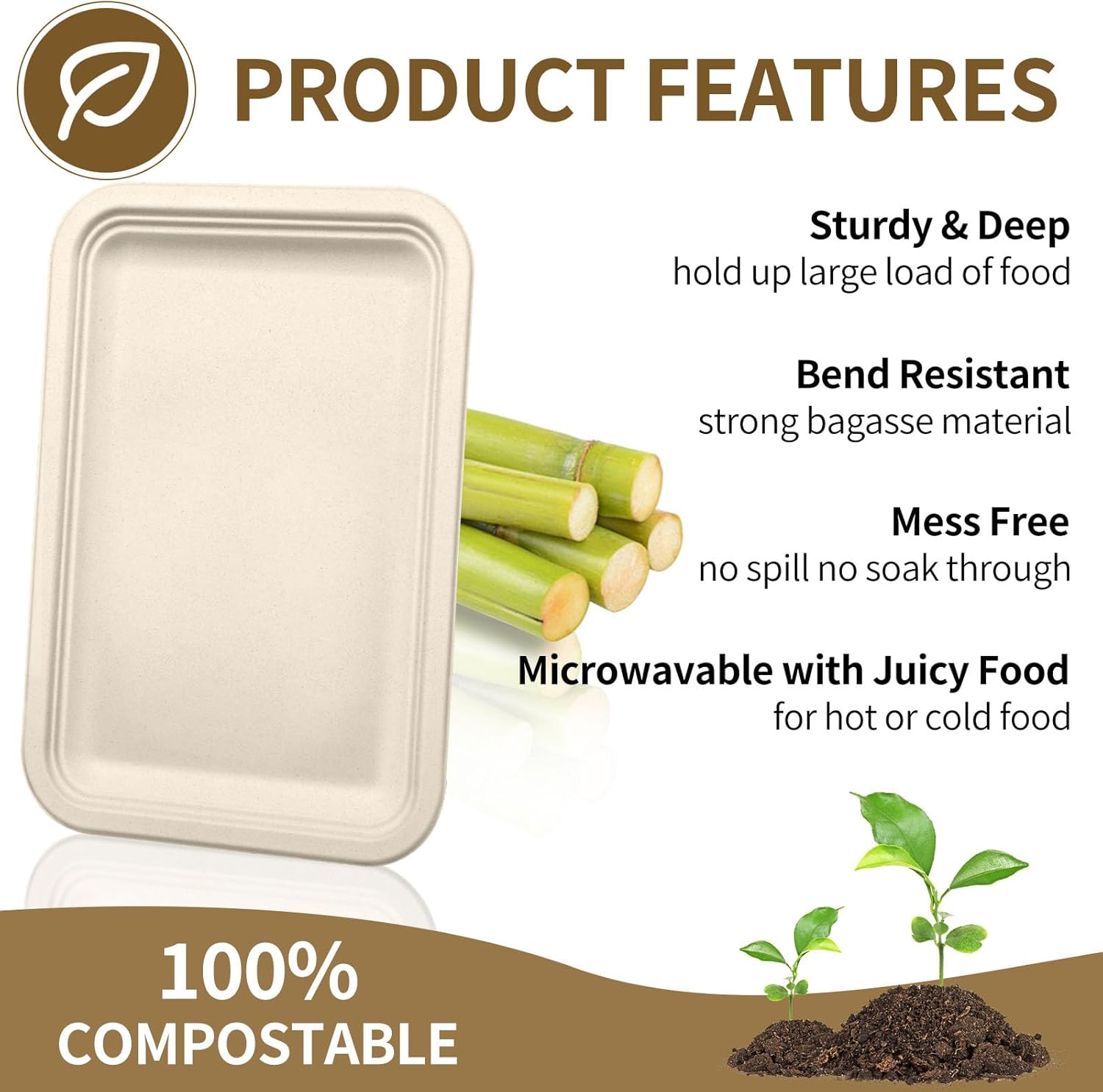 30Pack Compostable Food Trays 14 Inch Large Paper Plates Heavy Duty Disposable Tray forcrawfish, BBQ, Seafood Boil Party Supplies
