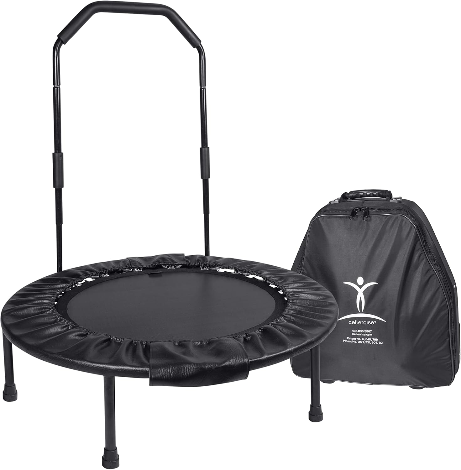 Cellerciser TRIFOLD Rebounder WITH BAR Carrying Case on Wheels For Easy Transportation and