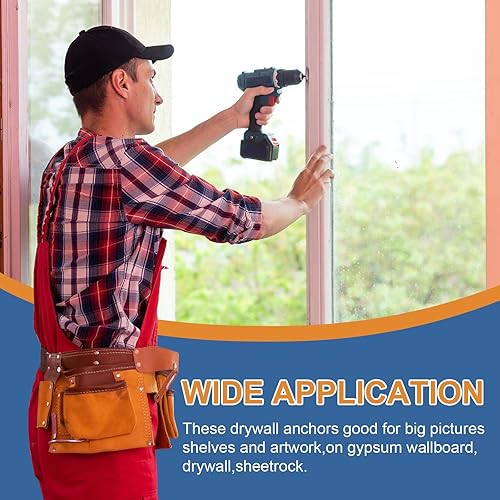Miniatura 7 de Kit de tornillos de anclajes de paneles de yeso autoperforantes de zinc, 20 anclajes de pared de metal resistente y tornillos 20#8 Juego de