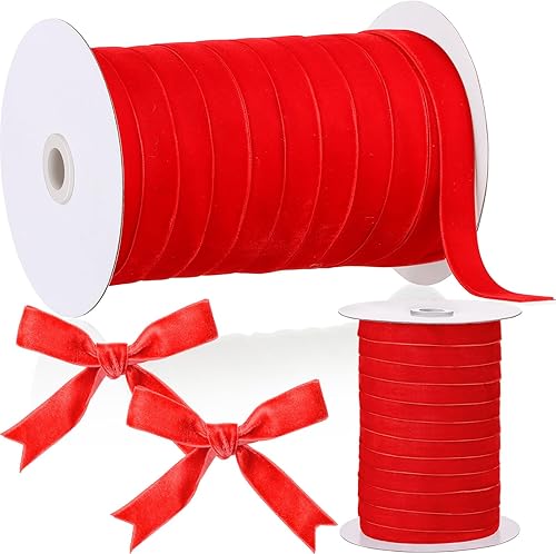 Miniatura 21 de Chuangdi 3/8 pulgadas, 60 yardas, cinta de terciopelo azul verde azulado de Navidad, cintas anchas de terciopelo vintage para adornos de árbol