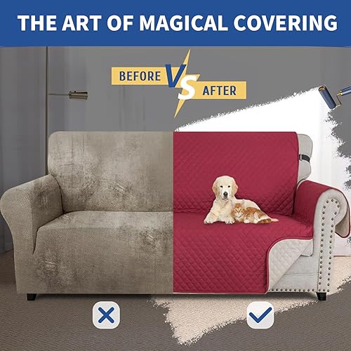 Vista 168 de XINEAGE Funda reclinable resistente al agua, fundas para sofá reclinable de 3 asientos con bolsillos, funda protectora acolchada gruesa para perros