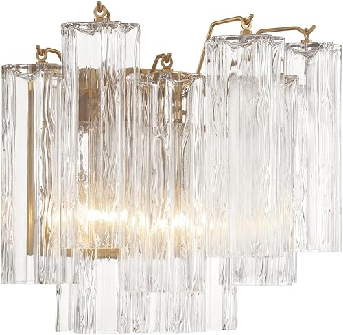 Miniatura 3 de Crystorama Addis 2 apliques de latón envejecido claro