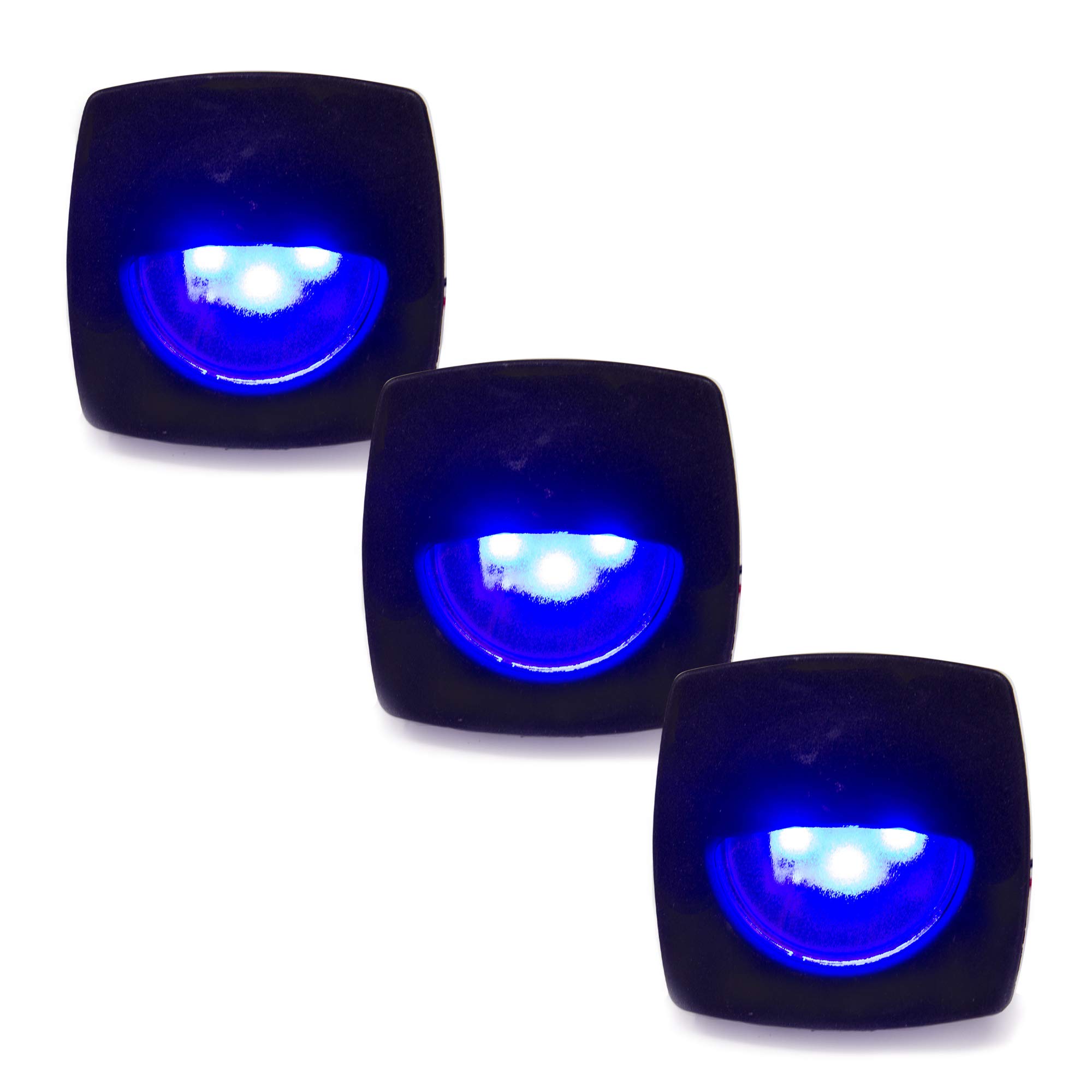 Five OceansLED Companion Way Light, 3 Pack Marine Courtesy Lights, Square for Boat Interior, Deck, Cockpit, Blue LED, for Pontoon, Fishing, Bass, Yacht, Sailboat, RVs FO-4002-M3