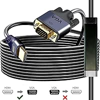 Vista 3 de Cable HDMI a VGA de 25 pies con IC, HDMI a VGA chapado en oro compatible para computadora, computadora de escritorio, laptop, PC, monitor