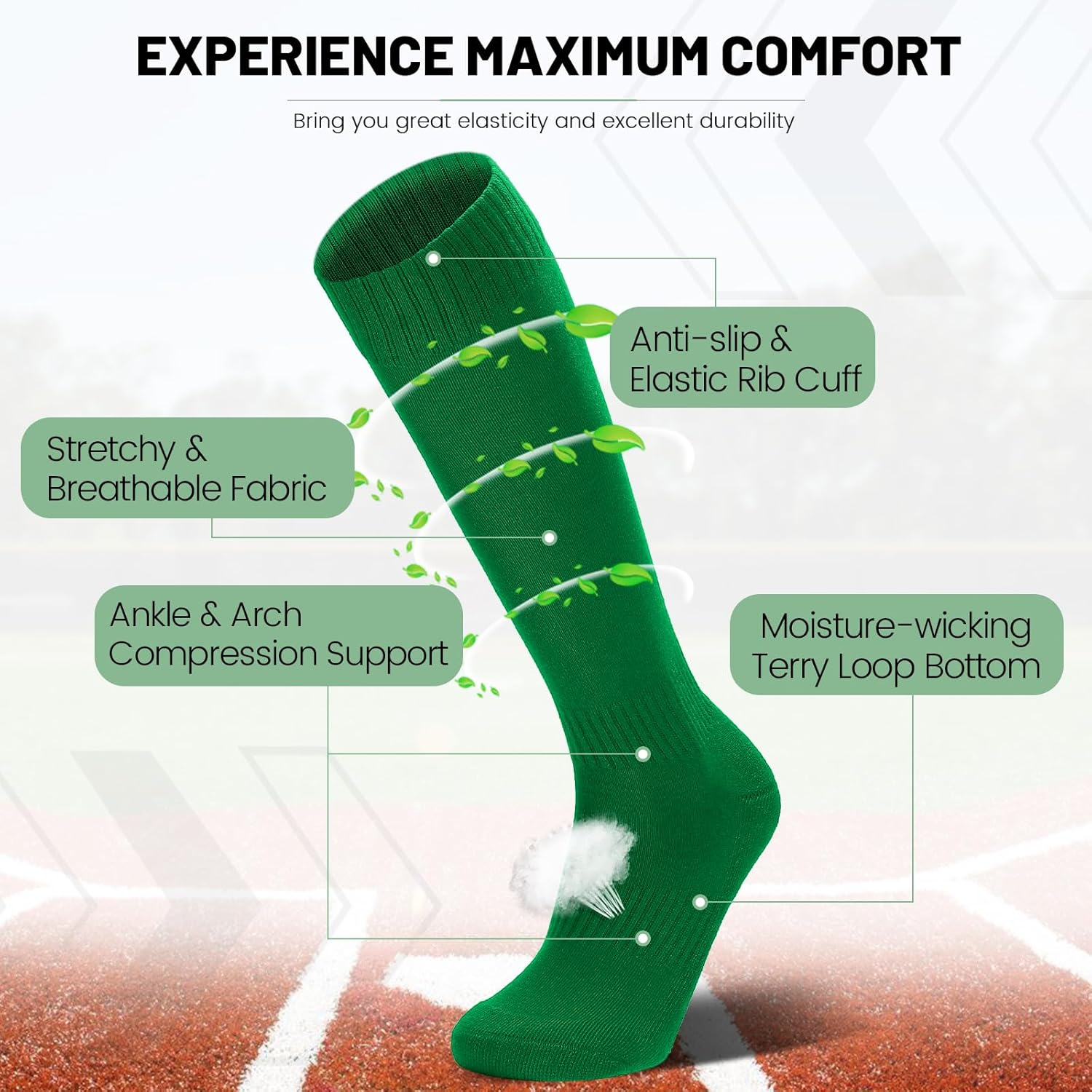 3 Pairs Kids Youth Baseball Socks Cushioned Soccer Football Softball Socks for Boys Girls