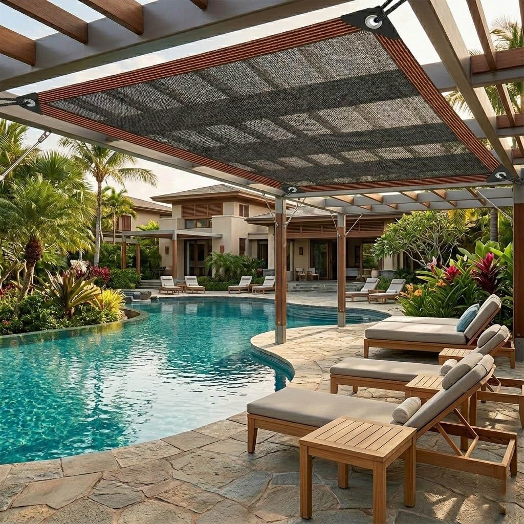 Premium-Sonnenschutz-Netzplane, 9,4 m – E-Tuch für Gewächshaus, Überdachung, Sonnenschutz, für Außenbereich, Terrasse, Garten, Pflanzenpflege (9 x 9 m)