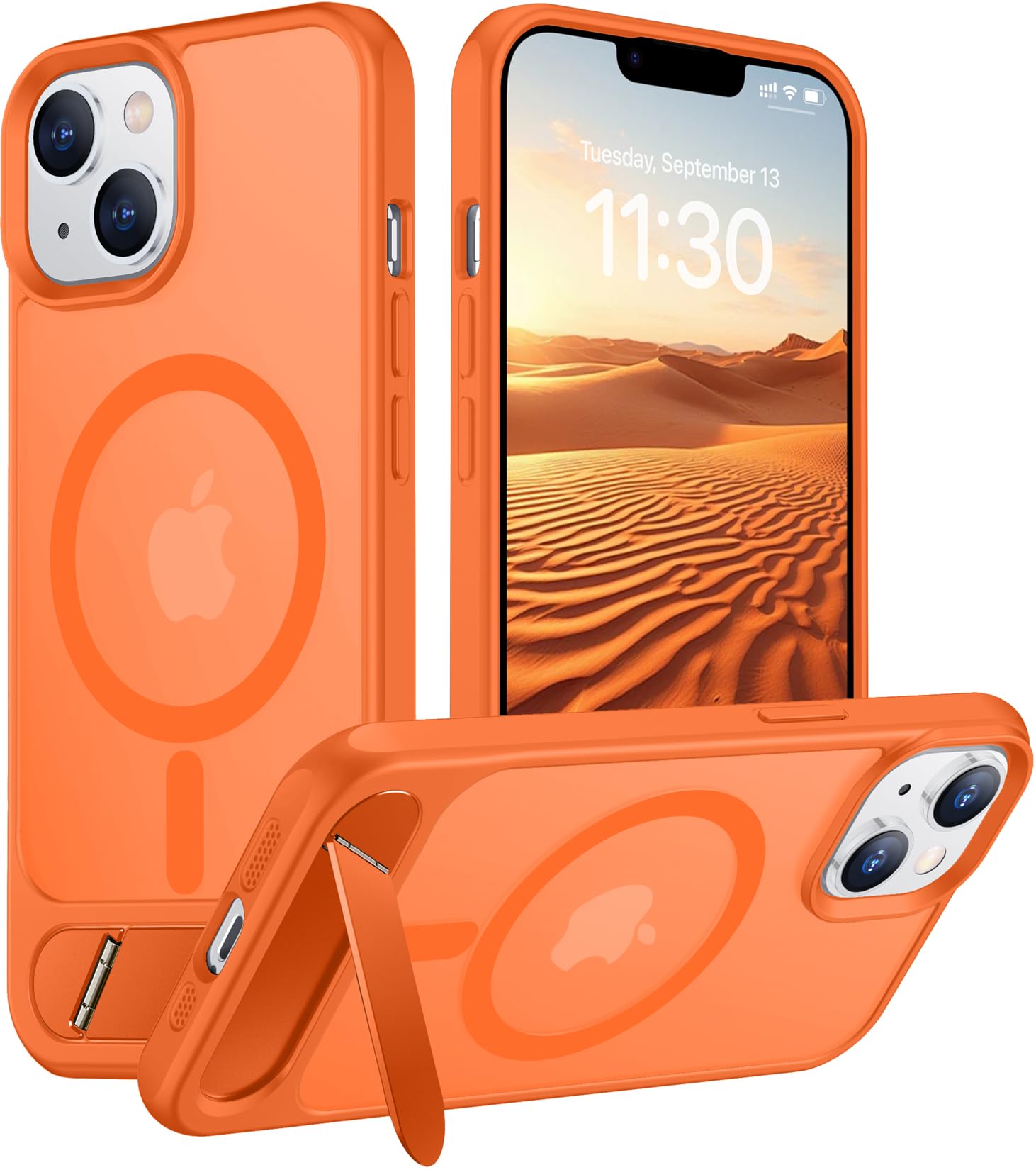 Temdan Magnetic Compatible with iPhone 14 Case/iPhone 13 Case,[Built-in Invisible Kickstand][Compatible with MagSafe][Military Grade Shockproof] Slim Translucent Matte Phone Case for iPhone 14/13 6.1"