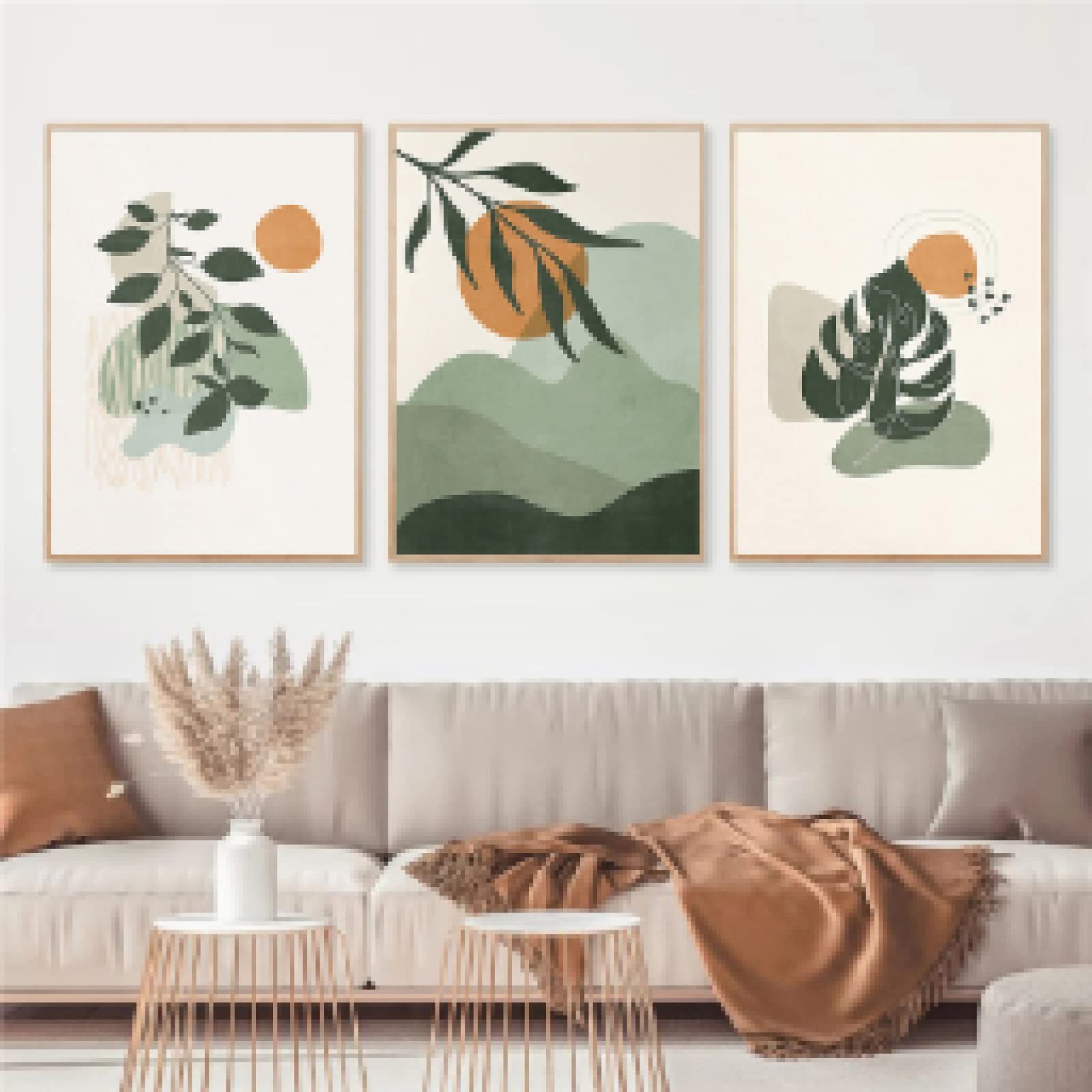 Paesaggio di viaggio della Tela di Canapa Quadri Verde Salvia Poster Stampa Astratta Montagne Quadro di Arte Della Parete Soggiorno Decorazioni Complementi Arredo Casa 50x70 cmx2 Senza Cornice
