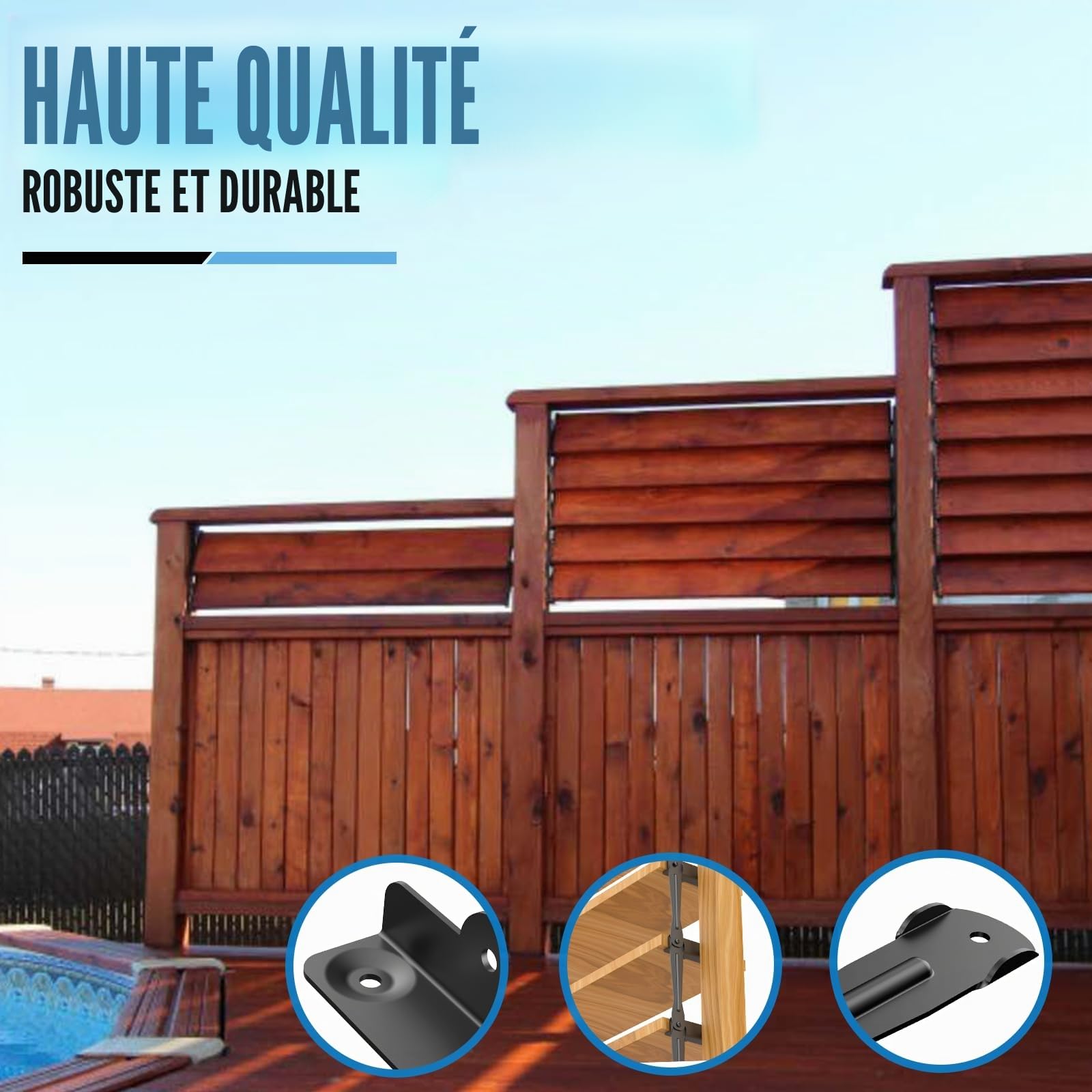 Persiennes pour système de toile solaire de terrasse de pergola, kit de support de persienne réglable avec matériel en acier inoxydable 304 pour volets des Bahamas, clôture de confidentialité, toit