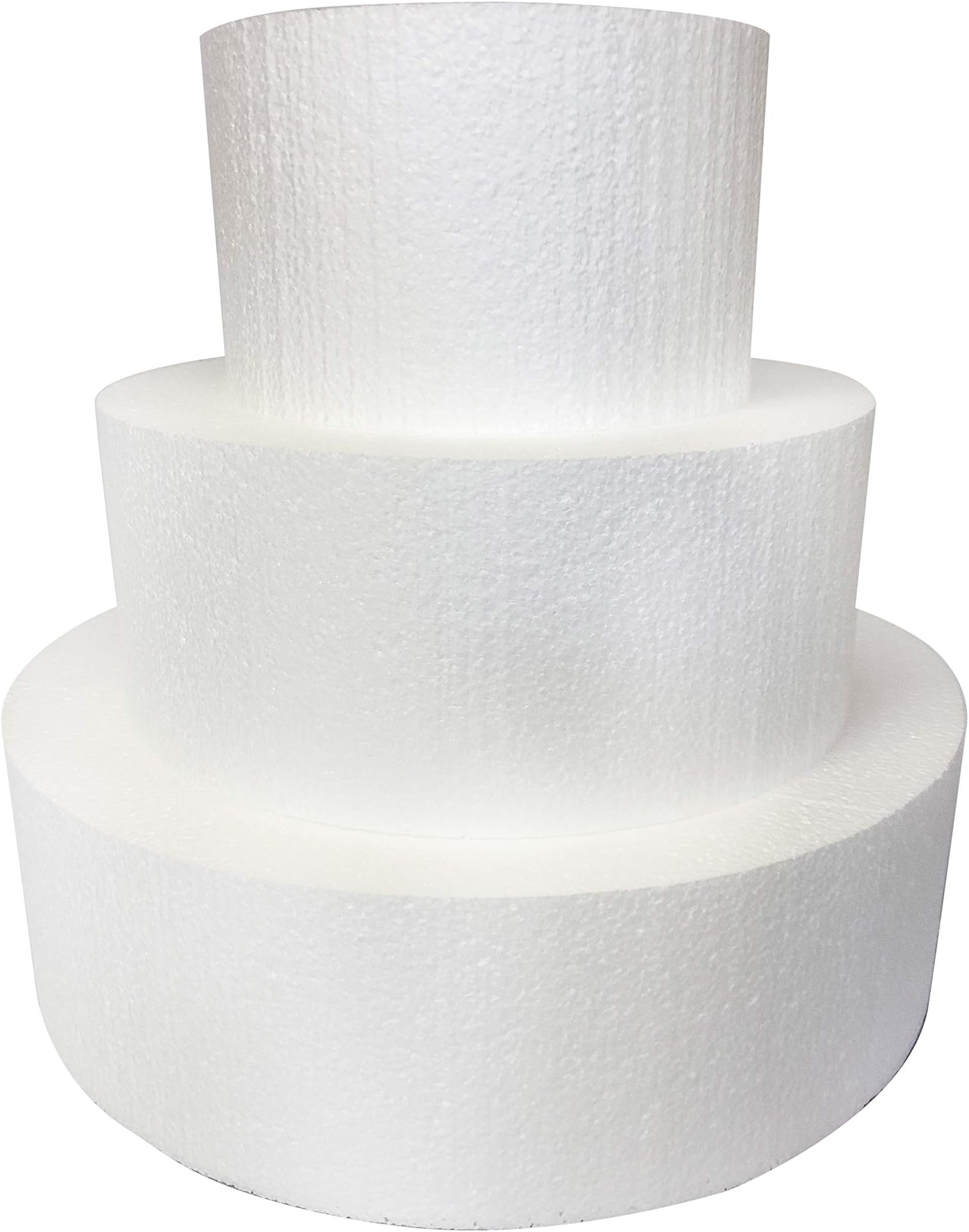 Shape Innovation - Round Cake Dummy Set - 3pcs, 5" High x 8", 12", & 16" Round - Perfect for Wedding, Birthday & Display Cakes