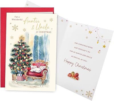 Leinessy Funny Christmas Card for Aunt & Uncle, Aunt and Uncle Christmas Card from Niece Nephew, Xmas Cards for Family Men Women