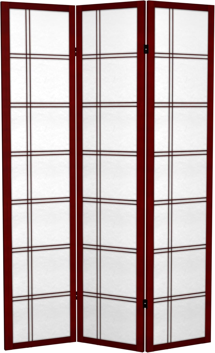 Red Lantern 6 ft. Tall Canvas Double Cross Room Divider Freestanding Folding Privacy Screen, Partition, and Separator for Modern and Contemporary Bedroom, Home Office, Studio, Dorm, Apartment
