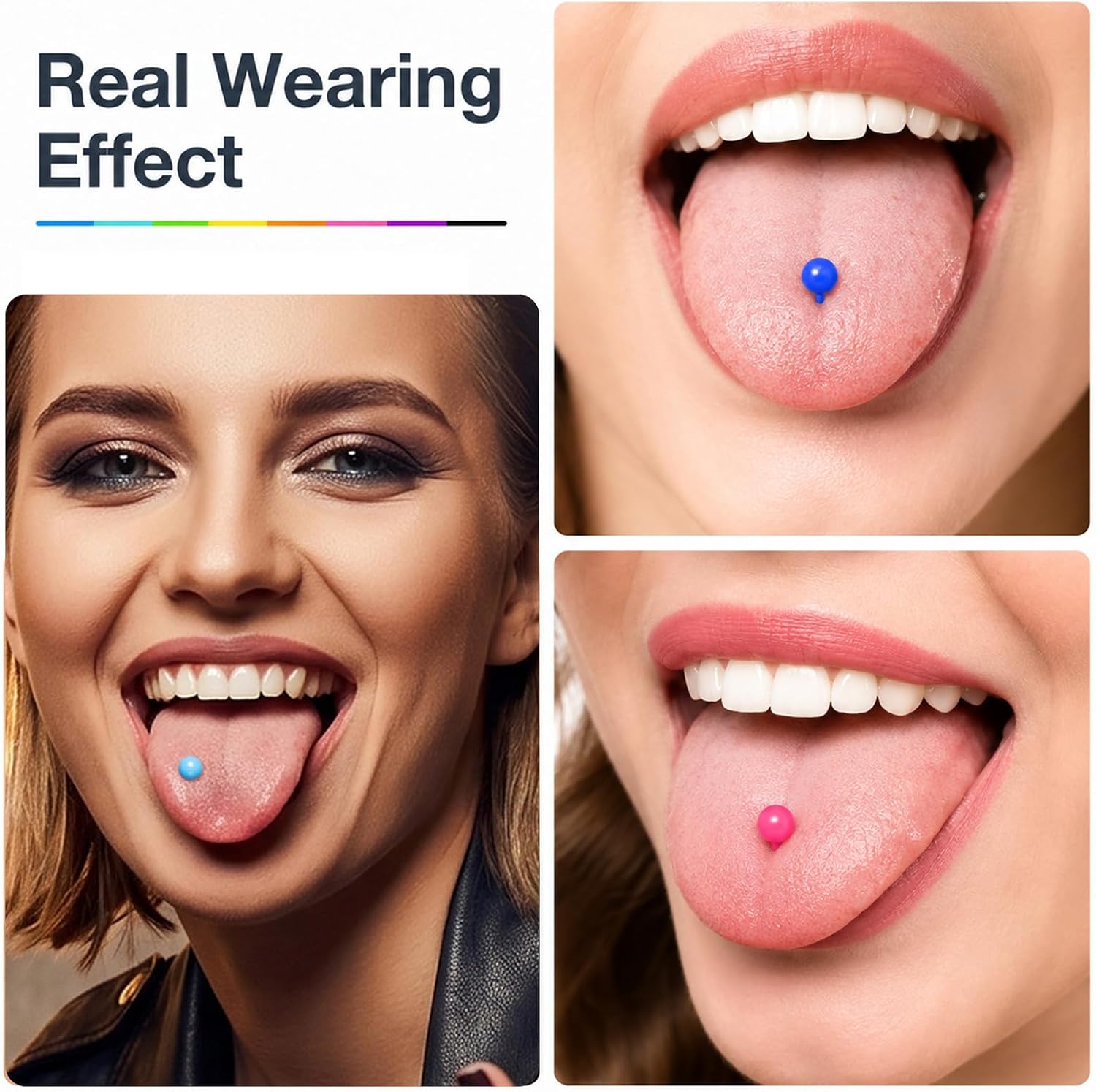 12Pcs Plastic Tongue Rings 14G Acrylic Nipple Rings Flexible Tongue Jewelry