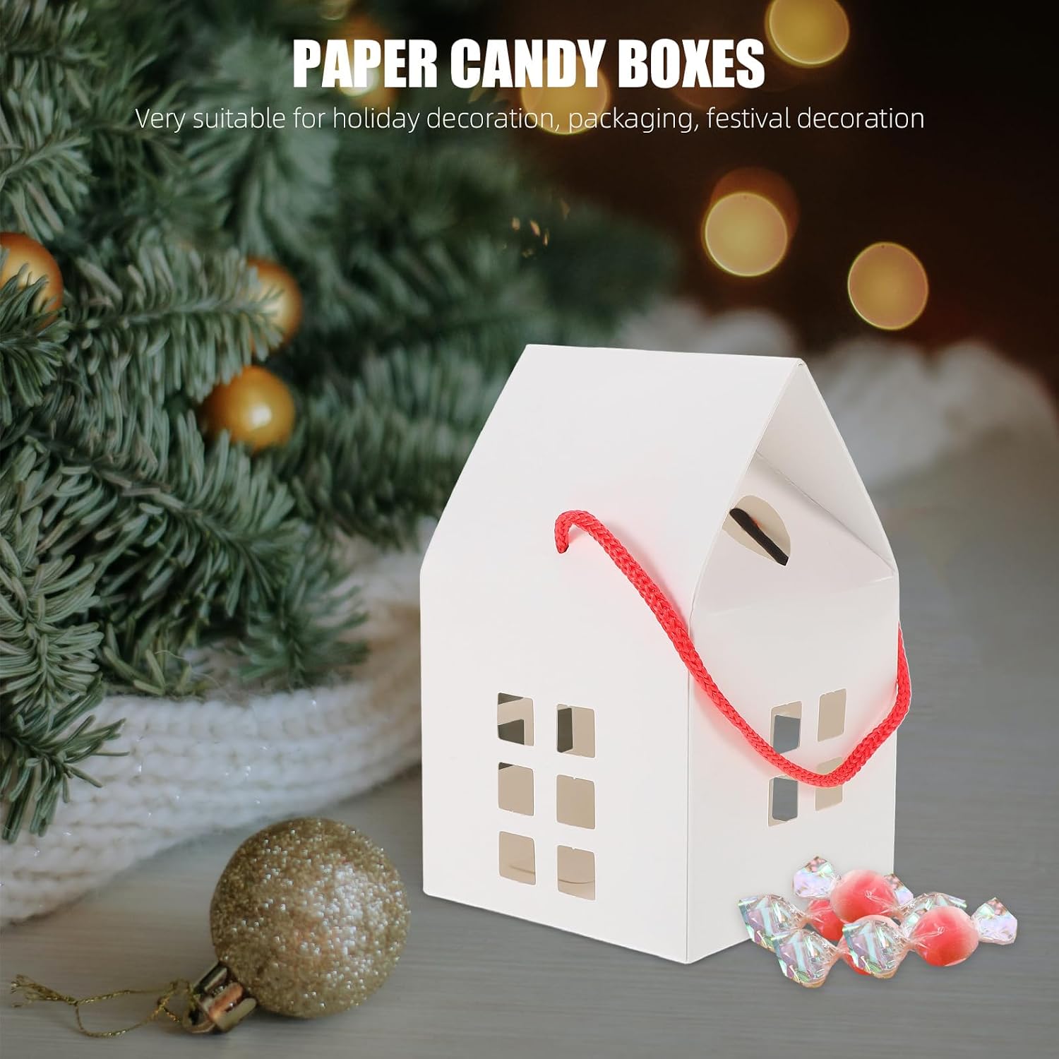 Healvian 15pcs House Shaped Candy Boxes,Goodie Paper Boxes,Candy Storage Box Wedding Favor Box,Cardboard Treat Boxes for Treats and Ornaments, present Boxes for Birthday Wedding Christmas Parties